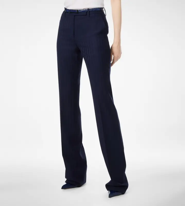 TONAL STRIPE VIRGIN WOOL TAILORED STRAIGHT PANTS OCEAN CAVERN online